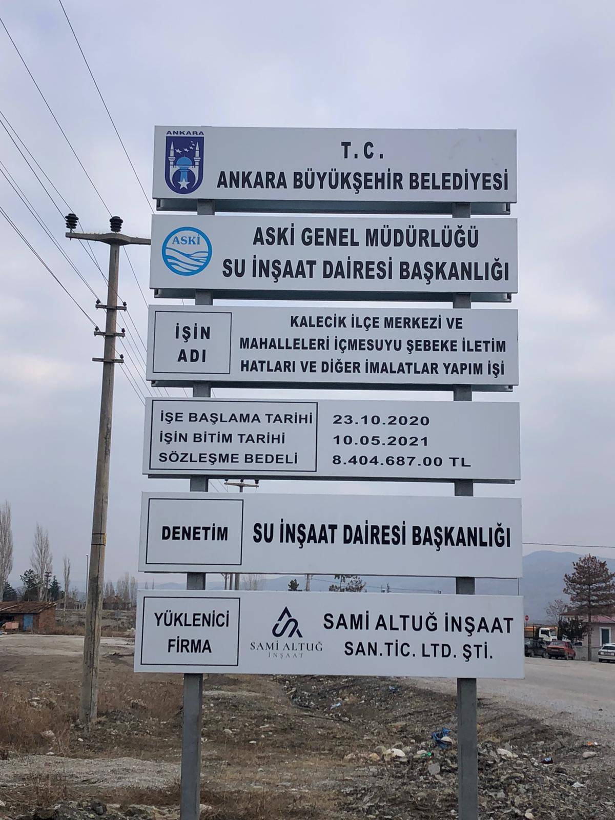 KALECİK İLÇE MERKEZİ VE MAHALLELERİ İÇMESUYU ŞEBEKE, İLETİM HATLARI VE DİĞER İMALATLAR YAPIM İŞİ 